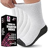 Debra Weitzner Diabetic Socks For Men and Women Loose Fit Non-Binding Cotton Crew Socks 6 Pairs
