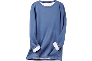 Flygo Women's Winter Warm Sherpa Lined Fleece Crewneck Sweatshirt Pullover Loungewear Tunic Tops