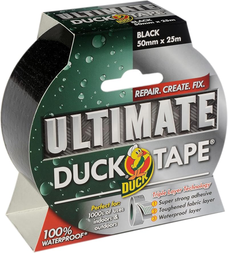 Duck Tape Ultimate Cloth Tape Black 50mm x 25m High Strength Waterproof