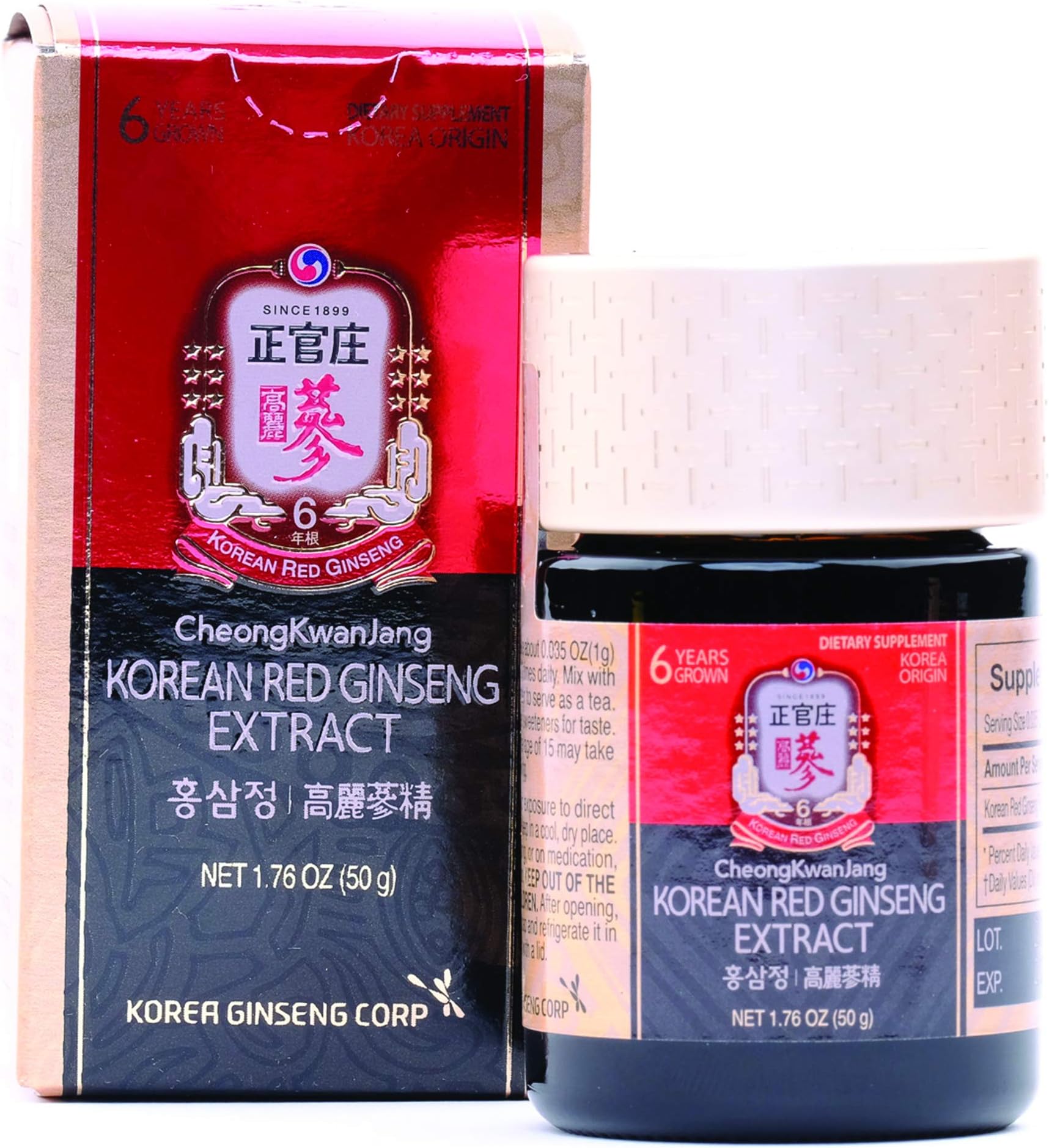 KGC Cheong Kwan Jang [Korean Red Ginseng Concentrated Extract 50g] 100% 6-Year-Old Premium Korean Ginseng Roots, Immune System Booster, Energy Stamina, Antioxidants Healthy Memory, Blood Circulation