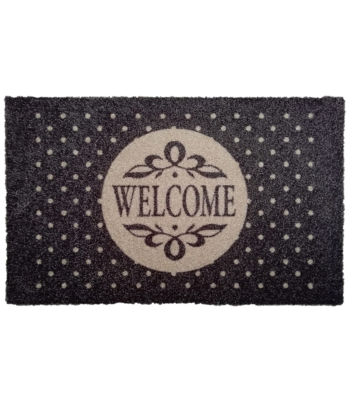 oKu-Tex Polkadots Polka Dot Print Door Mat Indoor Non-Slip Washable Stylish Welcome Grey 50x80cm