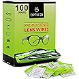 Eyeglass Cleaner Lens Wipes - 100 Pre-Moistened Individual Wrapped Eye Glasses Cleaning Wipes | Glasses Cleaner Safely Cleans