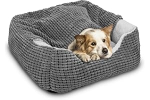 GASUR Dog Beds for Large Medium Small Dogs, Rectangle Cave Hooded Blanket Puppy Bed, Luxury Anti-Anxiety Orthopedic Cat Beds for Indoor Cats, Warmth and Machine Washable (30 inches, Grey)