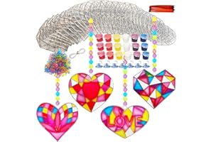 Ayhuhra 28 Sets Valentine's Suncatcher Craft Kit DIY Window Paint Art Suncatchers Heart Sun Catchers for Valentine's Day Art Craft Mother's Day Party Favors Gift Exchange