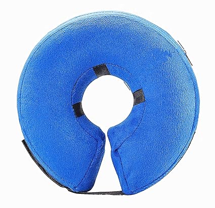 tcatec Schützende Aufblasbare Hundekragen, Weiche Haustier Recovery Kragen für Mittelgroße Hunde Katzen Blau (L)