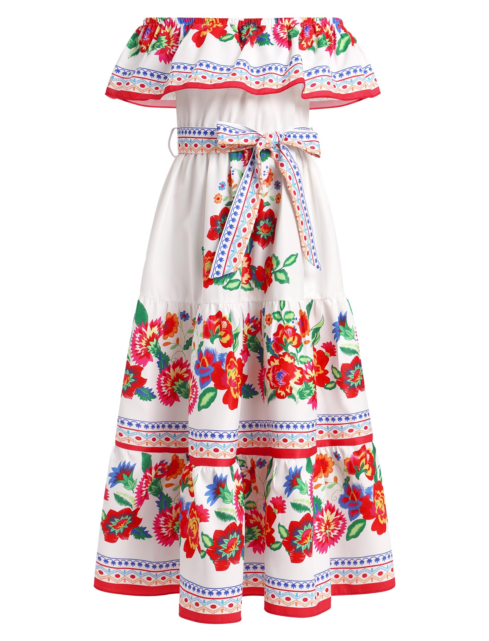 Photo 1 of FYMNSI Kids Girls Mexican Dress Sleeveless Off-Shoulder Flounce Floral Print Traditional Mexico Birthday Dress Belted Spring Summer Clothes Cinco De Mayo Fiesta Casual Sundress Gowns White Red 11-12TLPNPMEY8891380
LPNPMEY8891380
