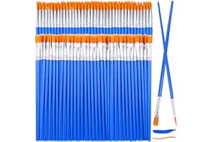 EVATAGE 126 Pcs Small Paint Brushes Bulk, Flat and Round Pointed Paint Brushes Set for Kids Craft Brushes for Classroom Acrylic Oil Watercolor Canvas Face Painting