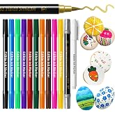 Edible Markers, Colorful Metallic Gold Food Coloring Pens, 13 pcs Writer with Brush Tip for Decorating Cookies, Fondant, Gum paste, Icing, Macarons, DIY Easter Eggs, Marshmallows, Fruits.