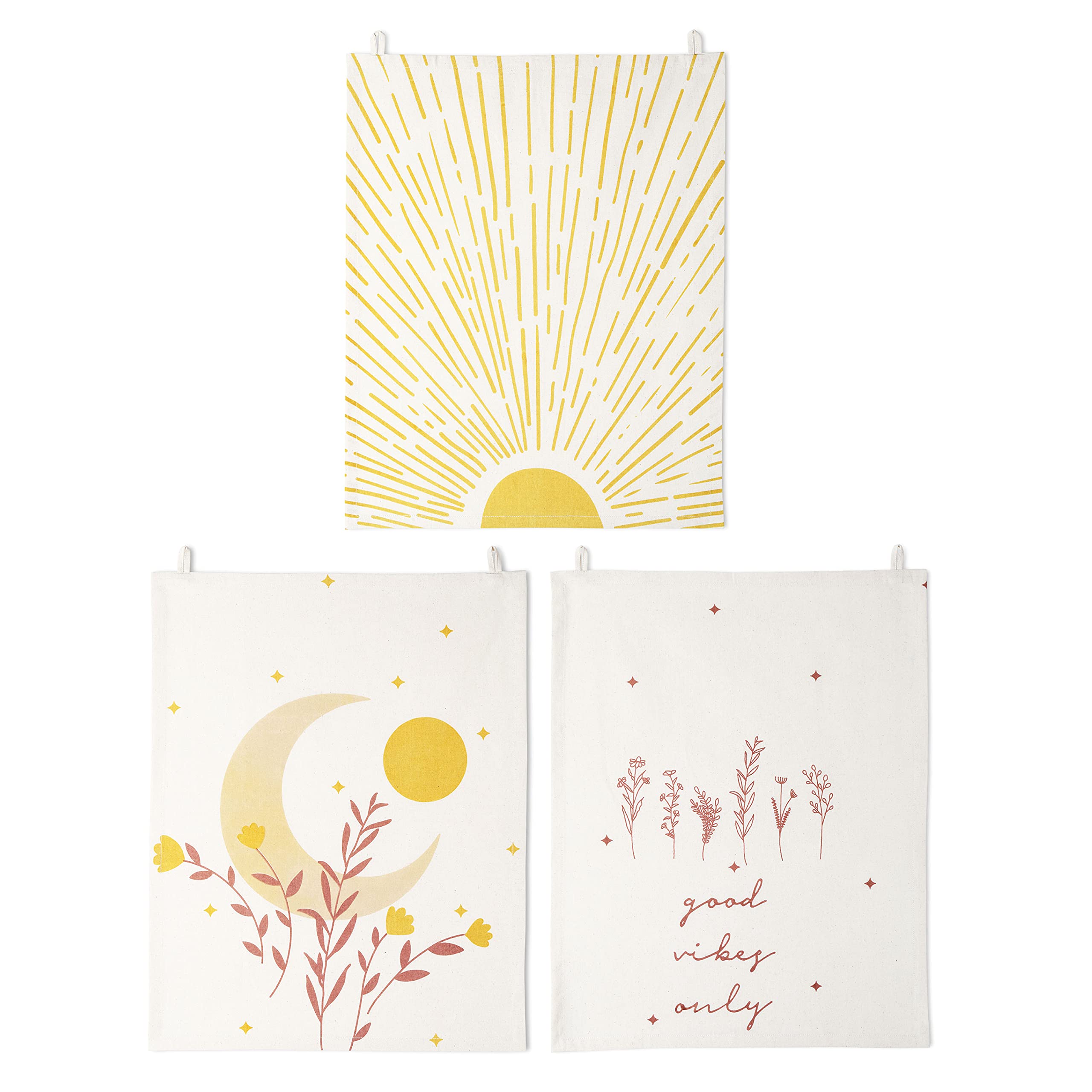 Folkulture Set of 3 Boho Tapestries for Teen Girls' Bedroom Decor, 16" x 20" Mini Wall Hangings, Cotton Boho Vibes