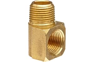 Anderson Metals 56116-04 Brass Pipe Fitting, 90 Degree Barstock Street Elbow, 1/4" Male Pipe x 1/4" Female Pipe
