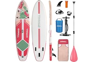 GYMMALL Paddle Board, Inflatable Stand Up SUP Paddle Boards for Adults & Youths of All Skill Levels, Wide & Non-Slip Deck Design Blow Up Paddleboards with Premium Accessories & Storage Bag