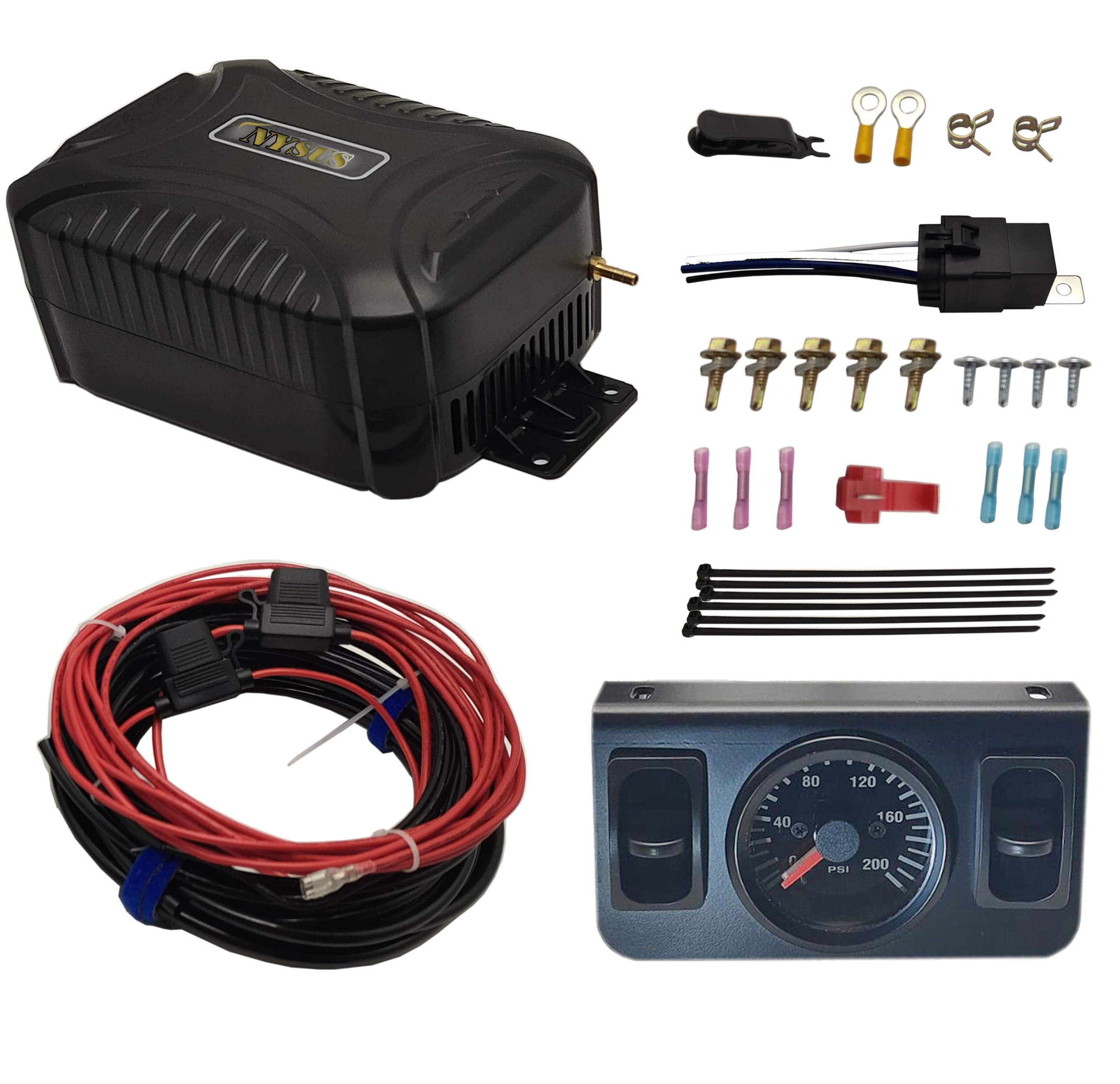 Photo 1 of NYSUS in Cab Dual Air Gauge Control Kit, Air Compressor Kit for Air Spring Suspension with Paddle Valve Gauge and Air Fittings for Truck, Van