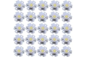 Hyuduo 1W 5V LED Chip Bulb, Light Beads 200lm Brightness High Bead Light Source Chip with Aluminum Plate for Floodlight, Pack of 25(Pure White 60006500K)