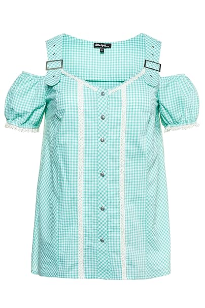Ulla Popken Damen große Größen bis 62, Oberteil, Oktoberfest, Trachten - Bluse mit Trägern, Carmenstil, Schulterfrei 717586
