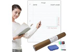 ABACO BRANDS MAGNASHEETS Jumbo Magnetic Dry Erase Notebook Paper for Teachers Classrooms 28x22 | Complete Erase! No Staining!! | Storage Tube | Must Haves Supplies