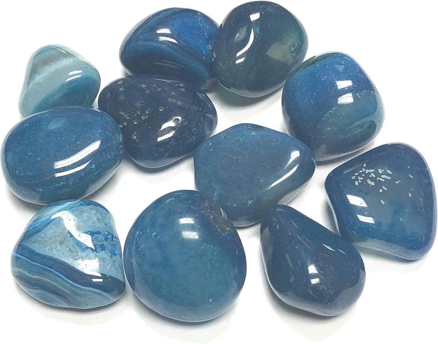 Zentron Crystal Collection: Tumbled Dyed Agate - Large 1" Pieces with Velvet Bag (1/2 Pound, Blue): Home & Kitchen