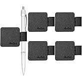 ProCase Pen Loop Holder for Notebooks Journals Planners Tablet Case, Black | 5 Pack Self Adhesive Leather Pencil Holder with Elastic Loop for Pens, Apple Pencil, Stylus Pen