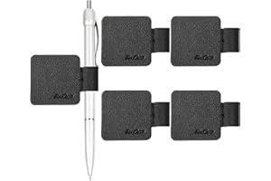 ProCase (5 Pack) Pen Loop Holder for Notebooks Journals Planners Tablet Case, Self Adhesive Leather Pencil Holder with Elastic Loop for Pens, Apple Pencil, Stylus Pen -Black