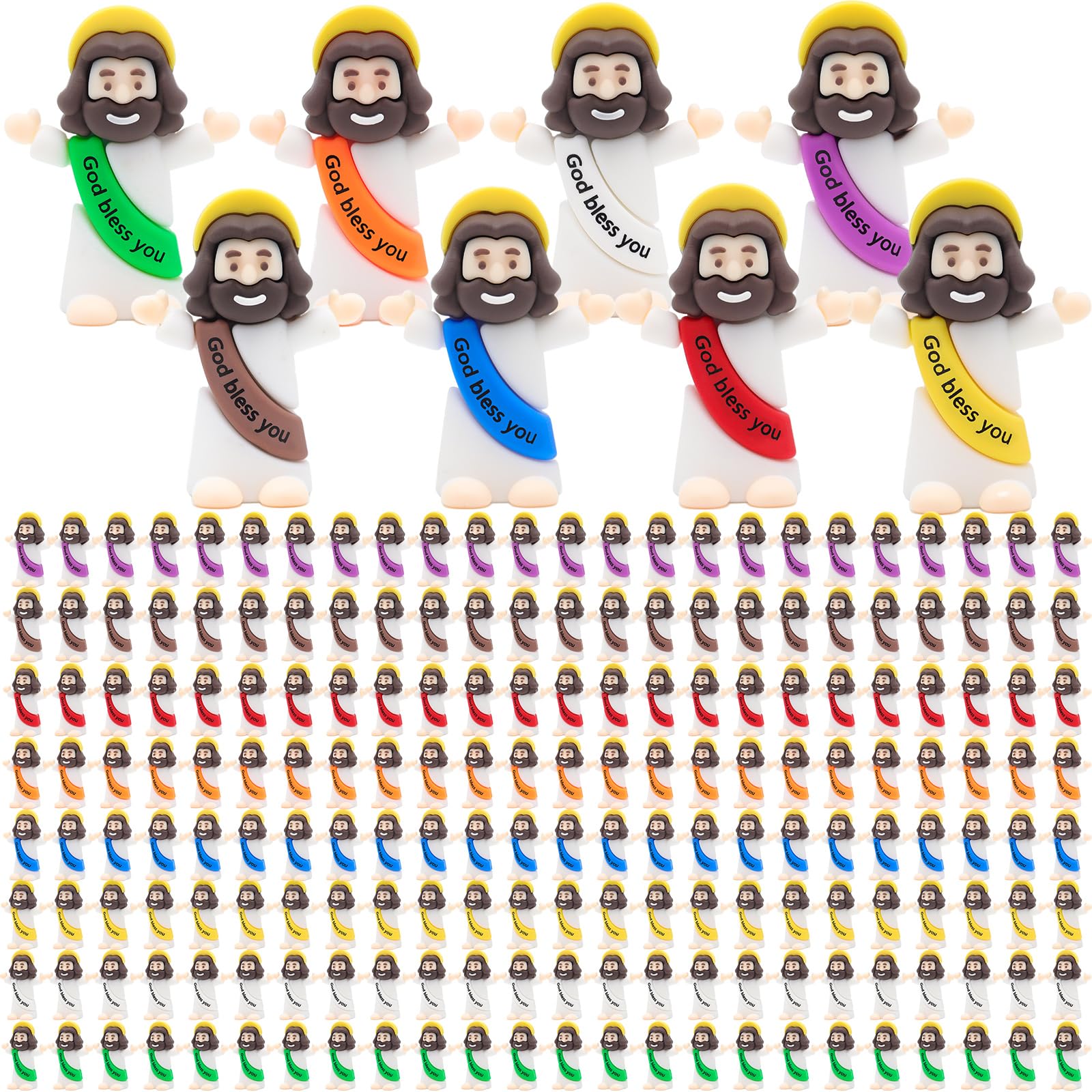 Yelakey Mini Jesus Figures 200pcs Little Tiny Jesus Figurines in Bulk Classic Religious Christ Savior Jesus Decor for Baptism Sunday Easter Egg Stuffers