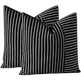 OTOSTAR Pack of 2 Striped Patchwork Farmhouse Pillow Covers Modern Accent Cushion Case Home Decor Throw Pillow Covers for Couch Sofa Bed Living Room Decorative Pillowcase 20 x 20 Inch (White Black)
