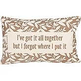 Creative Co-Op Cotton Velvet Embroidered Lumbar Pillow with Botanical Pattern, Beige and Natural