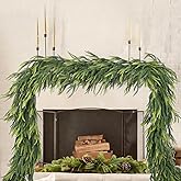 Lvydec Christmas Norfolk Pine Garlands, 6ft Real Touch Artificial Pine Garlands Greenery Faux Cedar Garland for Mantle, Holiday Indoor Outdoor Fireplace Winter Decor