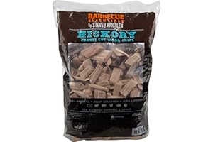STEVEN RAICHLEN'S PROJECT SMOKE Steven Raichlen All Natural Hickory Wood Chips for Smoker - 260 Cu. In. Bag, Approx 2 lbs - Kiln Dried Coarse Cut BBQ Grill Wood Chips for Smoking Meats - Barbecue Accessories & Grilling Gifts for Men