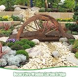 TANGZON Wooden Garden Bridge 102CM Arc Footbridge with Half-wheel Railings view 8