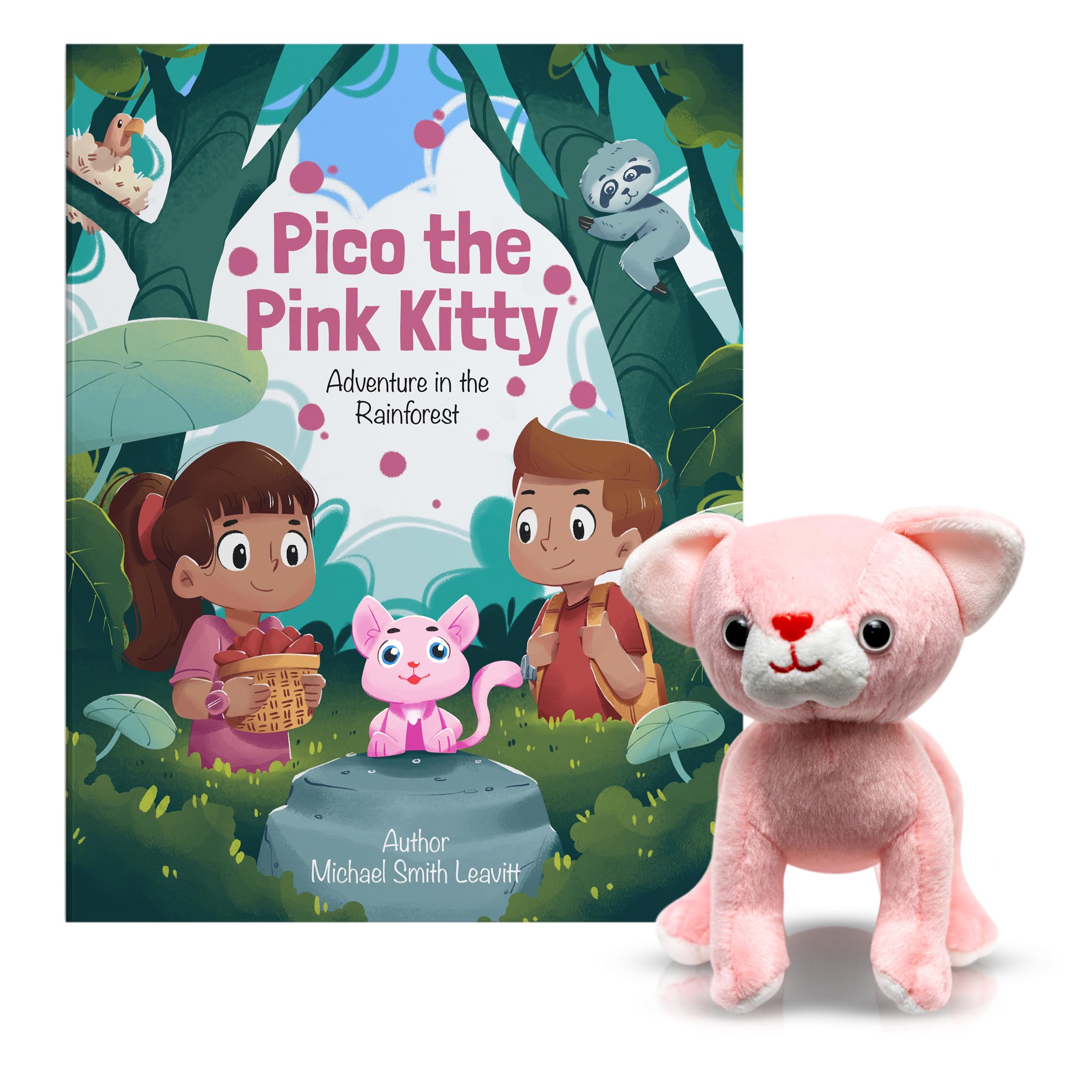 Photo 1 of LAHEY LANE Pico The Pink Cat Stuffed Animal, Pink Stuffed Animal with Seek and Find Childrens Book, Interactive Storybook & Kitty Plush with Full-Color Illustrations (Ages 3-8)