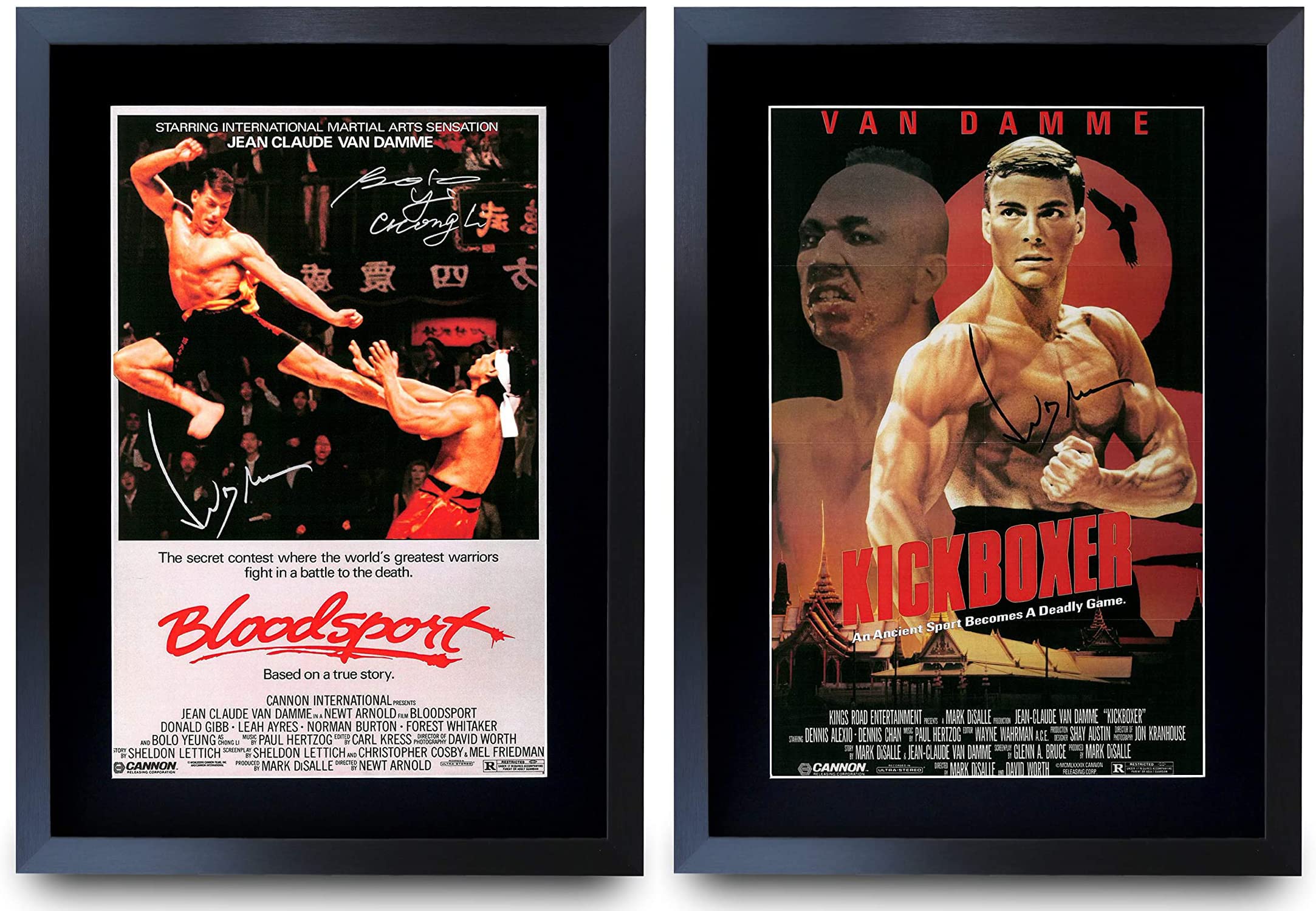 HWC Trading A3 FR BloodSport & Kickboxer Collection Jean-Claude Van Damme Printed Posters Signed Autograph Picture for Movie Memorabilia Fans - A3 Framed โ image 1