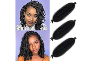 CHICMOI Marley Twist Braiding Hair 16 Inch Springy Afro Twist Hair 3 Packs Kinky Twist Hair for Braiding 1B Black Spring Twist Hair Curly Braiding Hair Extension for Black Women