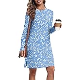 REGAI Women's Fall Casual Long Sleeve Dress with Pockets Soft Crew Neck Swing Dresses for Daily Outfits