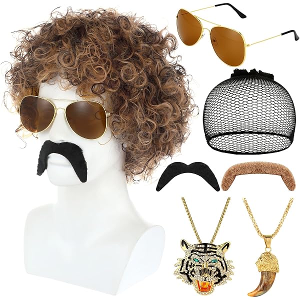Disfraz De Chulo 8 Piezas – Accesorios Hip Hop De Los 80 Y 90 Con Cadena Dorada, Gafas De Sol, Collar Y 5 Anillos, Perfecto Para Carnaval Y Cosplay De Rapero