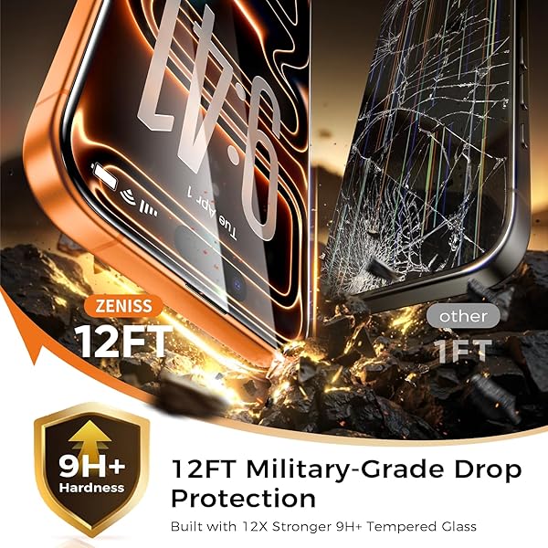 NEVERBREAK 9H+ HARDNESS FOR IPHONE 17 PRO SCREEN PROTECTOR 12FT MILITARY GRADE PROTECTION (SCRATCH, SHATTER, DROP RESISTANCE) TEMPERED GLASS FULL EDGE COVERAGE 6.3″ 2025, 2 PACK WITH DE-BUBBLE CARD