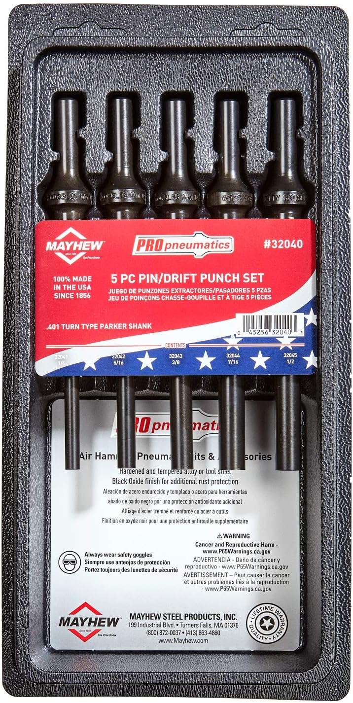 Mayhew Tools 32040 5Piece Pneumatic Pin/Drift Punch Set