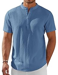 COOFANDY Men's Henley Shirt Short Sleeve Band