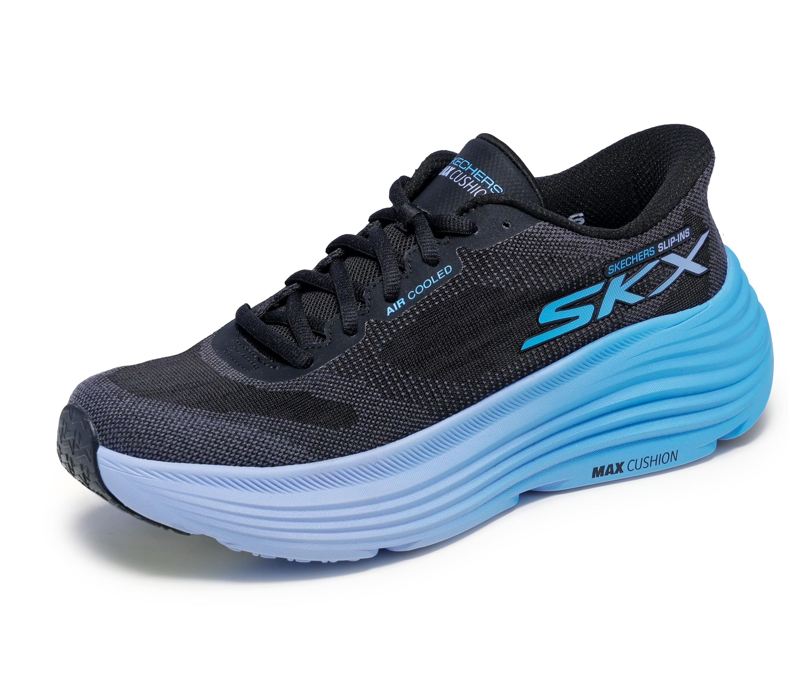 Skechers Women's Max Cushioning Endeavour Hallandale Hands Free Slip-Ins Sneaker, Black/Blue, 5 Image