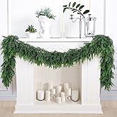 Rowfad 9 Ft Artificial Cedar Garlands, Faux Cypress Garland, Realistic Christmas Real Touch Greenery Pine Garland for Table, Mantle, Wall, Indoor, Outdoor Christmas Decorations (1, 9 FT)