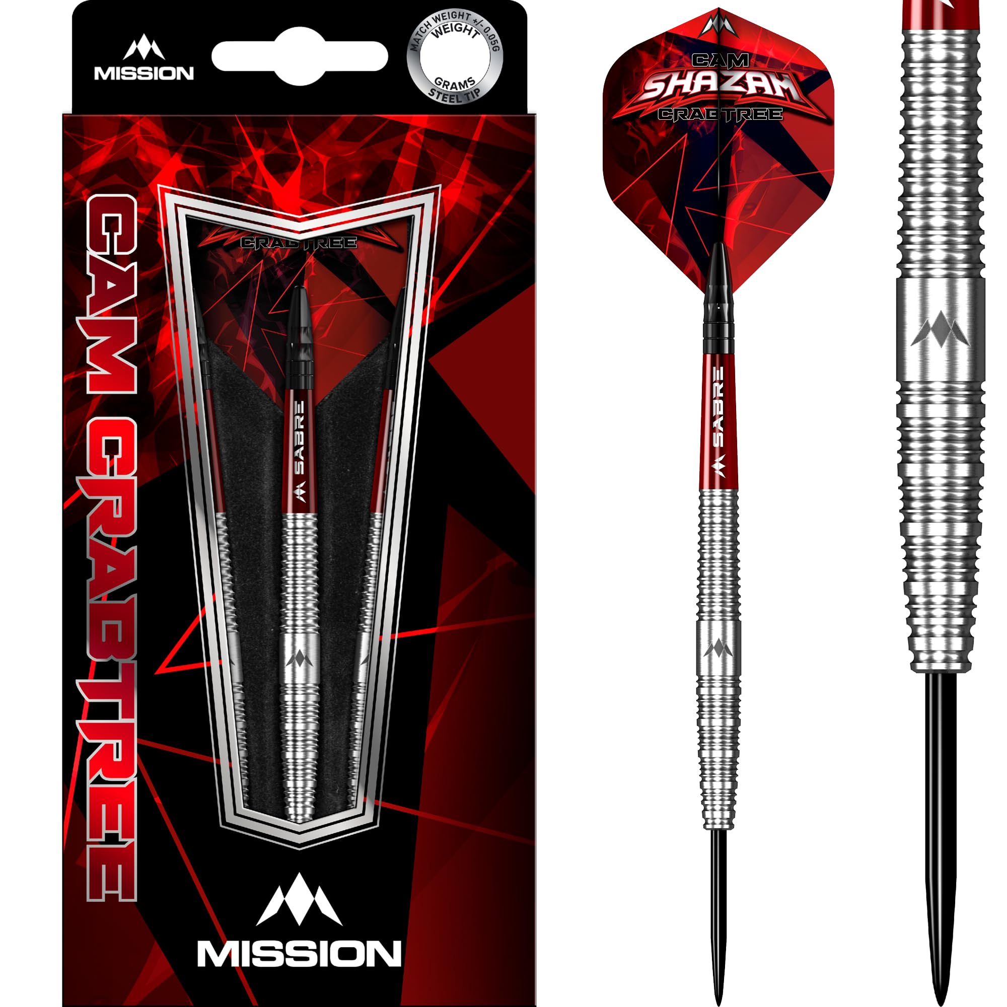 Mission Darts Cam Crabtree Darts | Steel Tip | Natural, 95% Tungsten, 21g (D1668)
