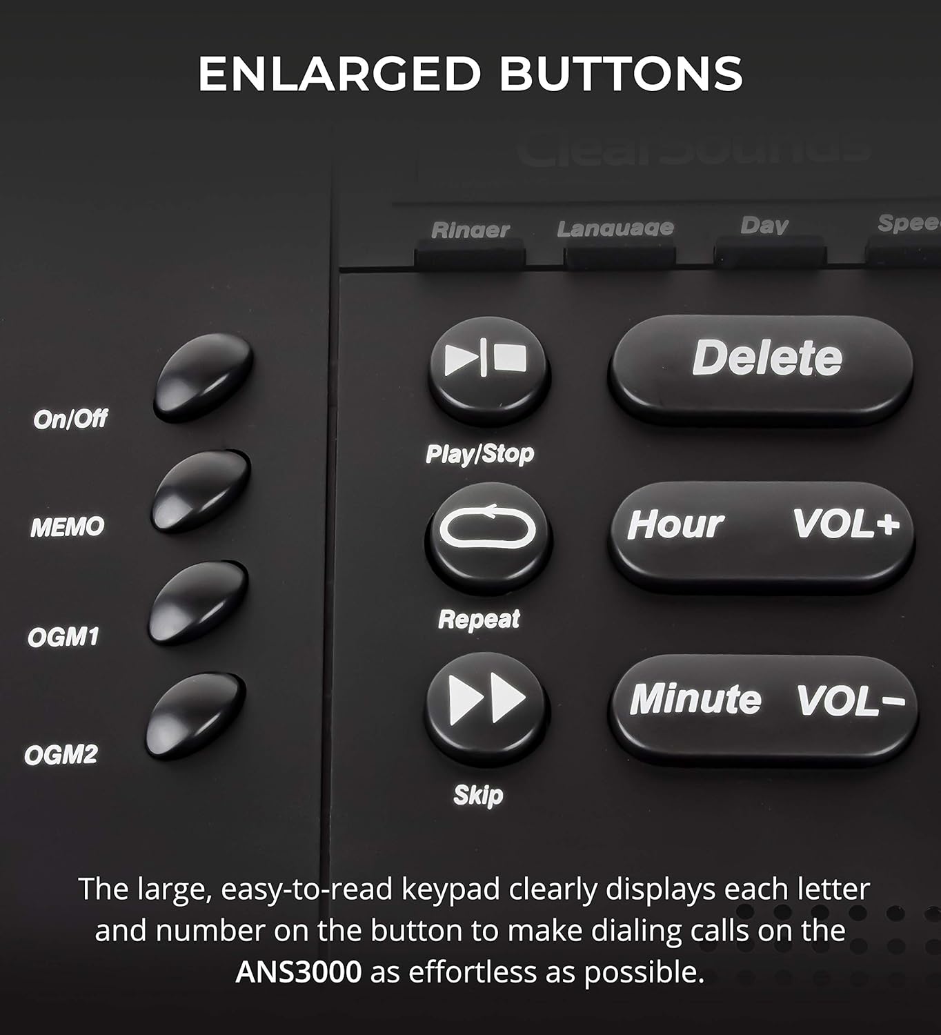 ClearSounds ANS3000 Amplified Answering Machine for Analog Telephones Landline with Up to 30dB Amplification : Health And Personal Care : Electronics