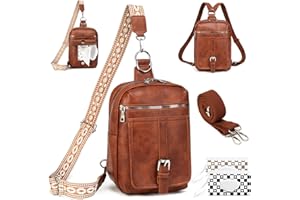 MYHOZEE Sling Bag Crossbody Backpack - 2 in 1 Leather Cross Body Bag Fanny Pack with 2 Removable Straps