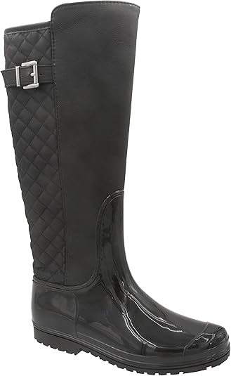 black quilted rain boots