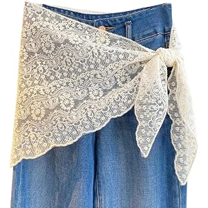 Women Lace Skirt Waist Scarf Y2K Tie Wrap Around Boho Mini Hip Scarf Skirt | Lace Waist Hip Scarf Bandana Cover Ups Wrap See