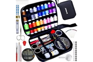 Sewing Kit with Case Portable Sewing Supplies for Home Traveler, Adults, Beginner, Emergency, Contains 18 Sewing Thread, Scissors, Needles, Measure etc
