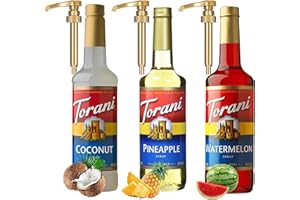 Summer Syrup 3 Pack, Coconut, Pineapple & Watermelon, Italian Soda Flavors With 3 Jimoco Pump Dispensers