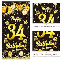wongmode Happy 34th Birthday to You Door Banner
