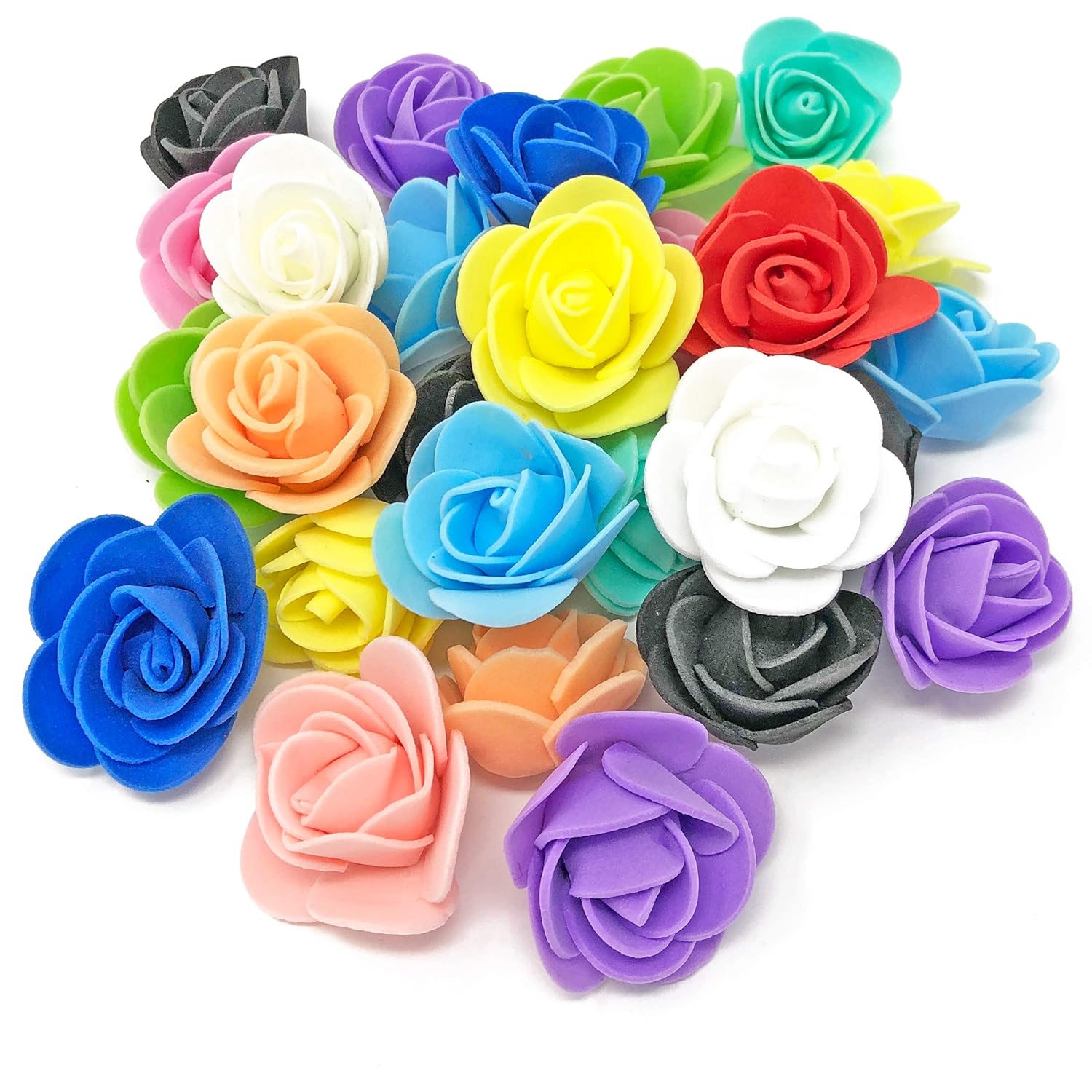 Multicoloured 30mm Foam Rose Flowers Decorative Craft Flowers (50