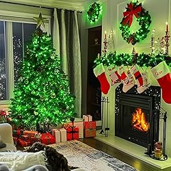 JMEXSUSS Green Christmas Lights Clear Wire, 66ft
