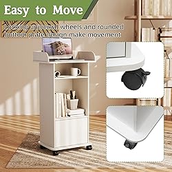 Qriocioa Podium Stand with Wheels Wooden Lectern