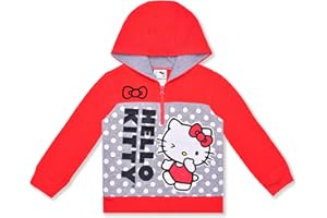 Hello Kitty Sanrio Girls Zip Up Hoodie for Toddlers and Big Girls - White, Red, Grey, Pink, Blush Pink, Hot Pink or Rainbow